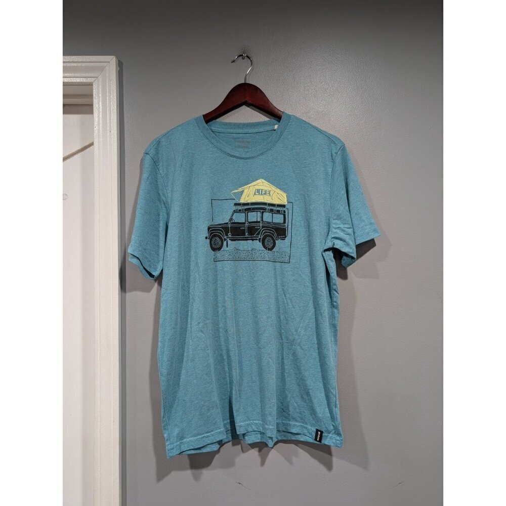prAna Camp Life Journeyman Men's Large Aqua Heather T-Shirt Casual Outdoors